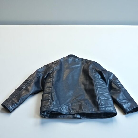 H&M Kids Black Faux Leather Moto Jacket 4-5Y Unisex - Picture 5 of 9